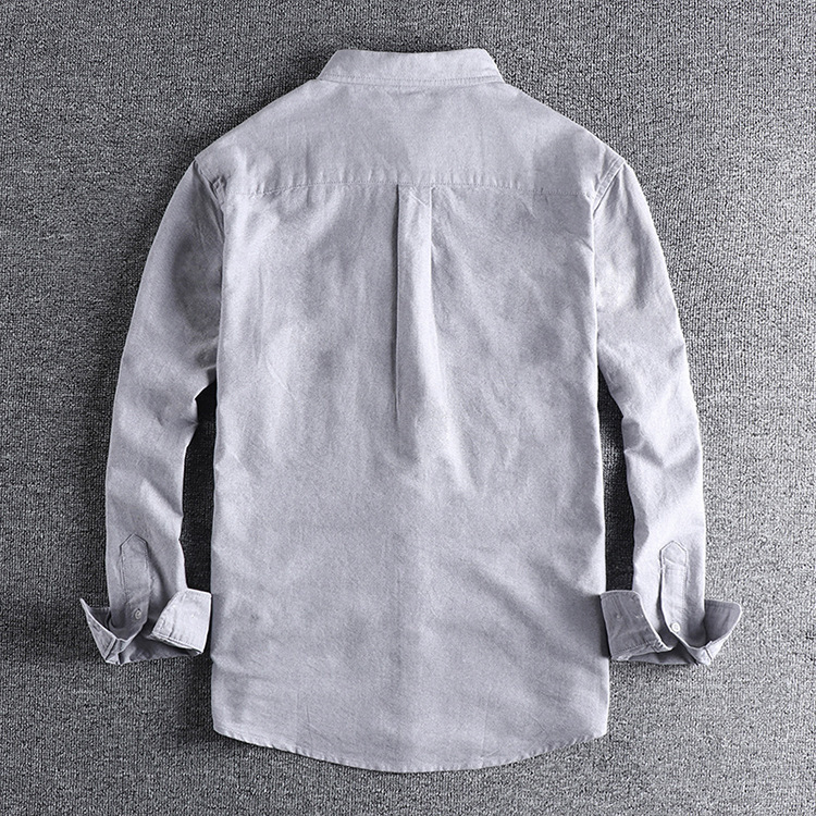 GorgeousBen  Men's  Oxford Long Sleeve Shirt, Pure White Simple and Versatile with Pocket