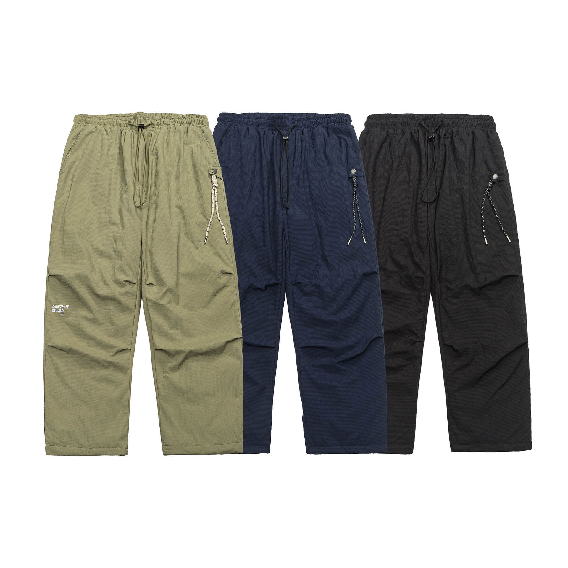GorgeousBen  Men's down pants, worn outside work pants, warm plus size cold-proof clothing, casual loose straight winter pants.