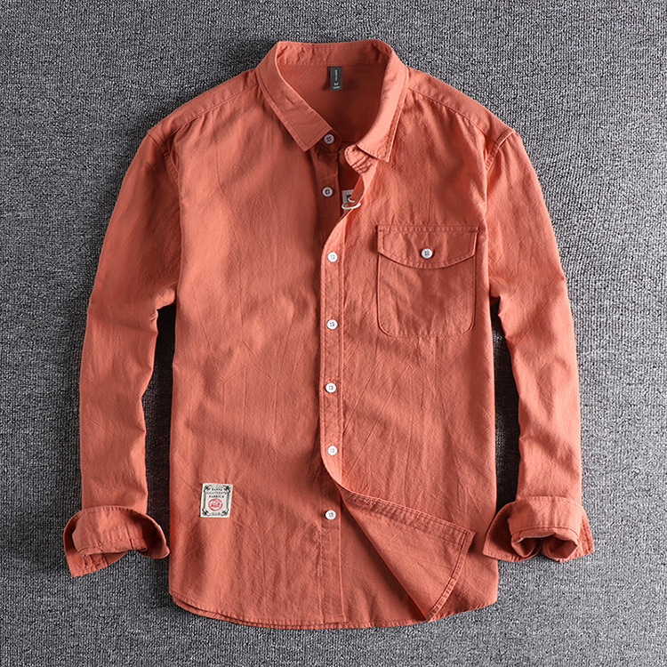 GorgeousBen  Men's  Versatile and simple solid color workwear new long-sleeved shirt.