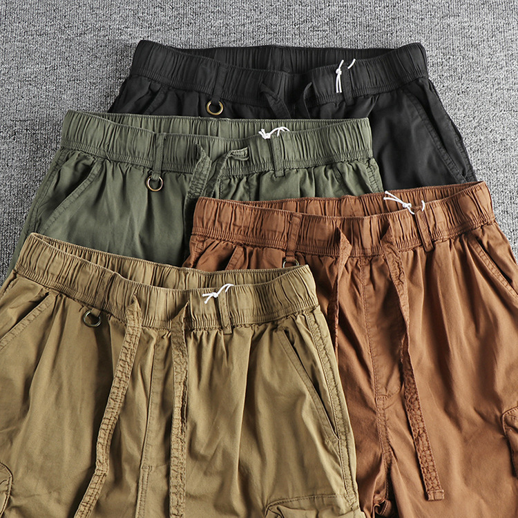 GrogeousBen  Men's American retro three-dimensional large pocket workwear casual pants for men, with slight stretch, loose and comfortable, versatile for outdoor activities.
