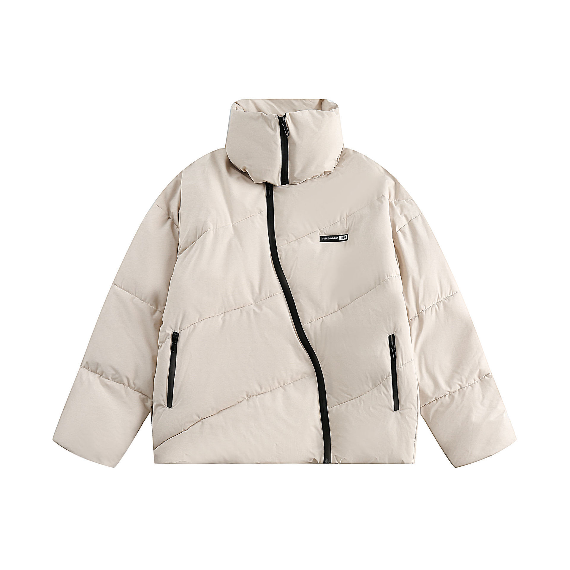 GorgeousBen  Unisex Winter high-collar loose advanced sense cotton-padded jacket loose thick bread coat.