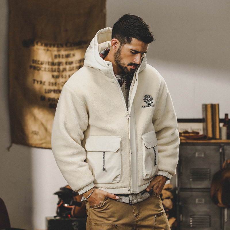 GrogeousBen  Men's High Quality Customized New Casual Fashion Versatile Lamb Cashmere Jacket Men's Winter Jacket