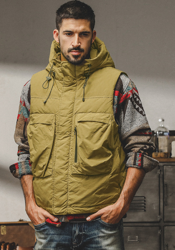 GorgeousBen 2024 American outdoor workwear down vest men wear antistatic graphene technology inside thickened men's down jacket。