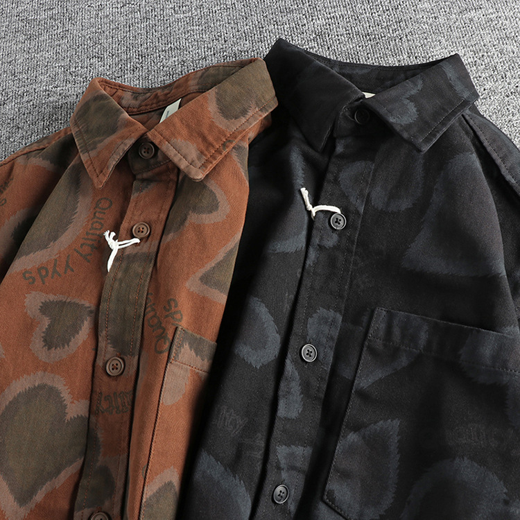 GorgeousBen  Men's Printed full cotton woven long-sleeved men's shirt, daily trendy youth dress shirt.