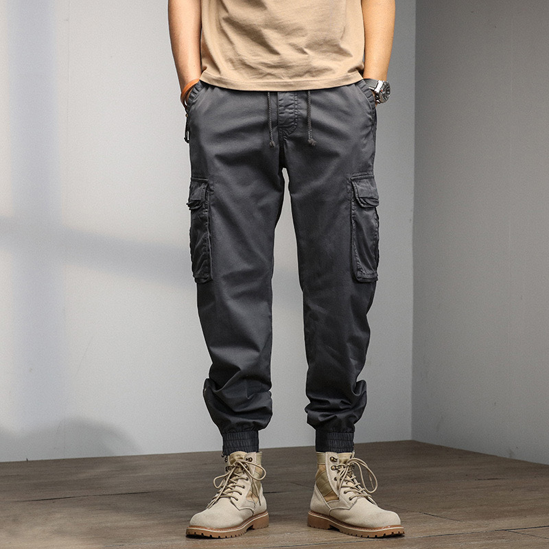 GrogeousBen  Men's spring summer casual blank high quality cotton hip hop mens khaki cargo jogger pants