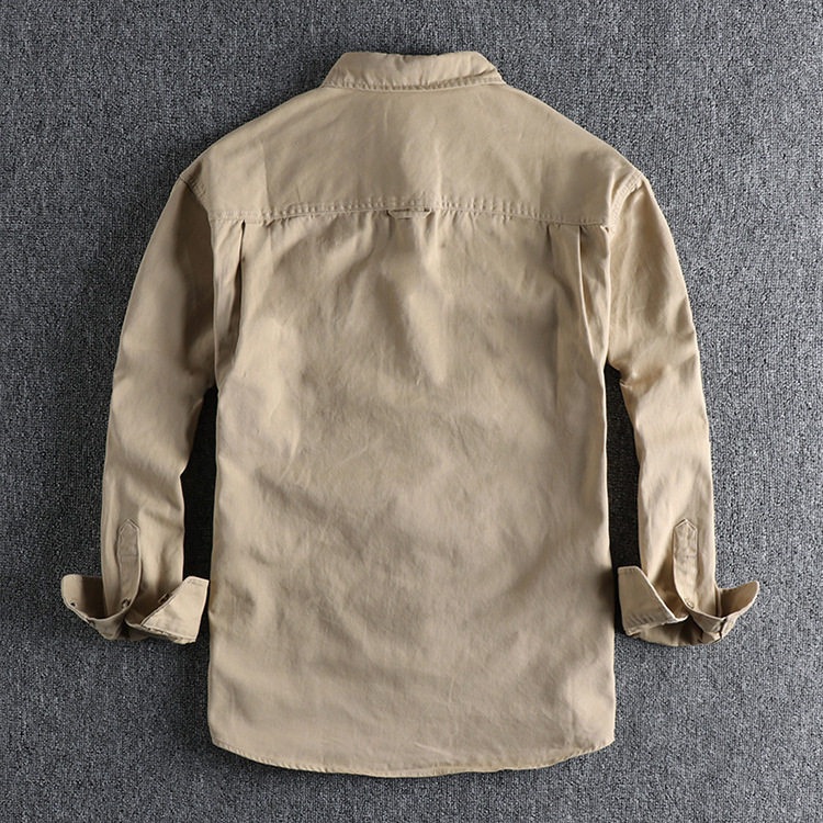 GorgeousBen  Men's Simple retro workwear long sleeve shirt for men, new autumn loose daily young shirt.