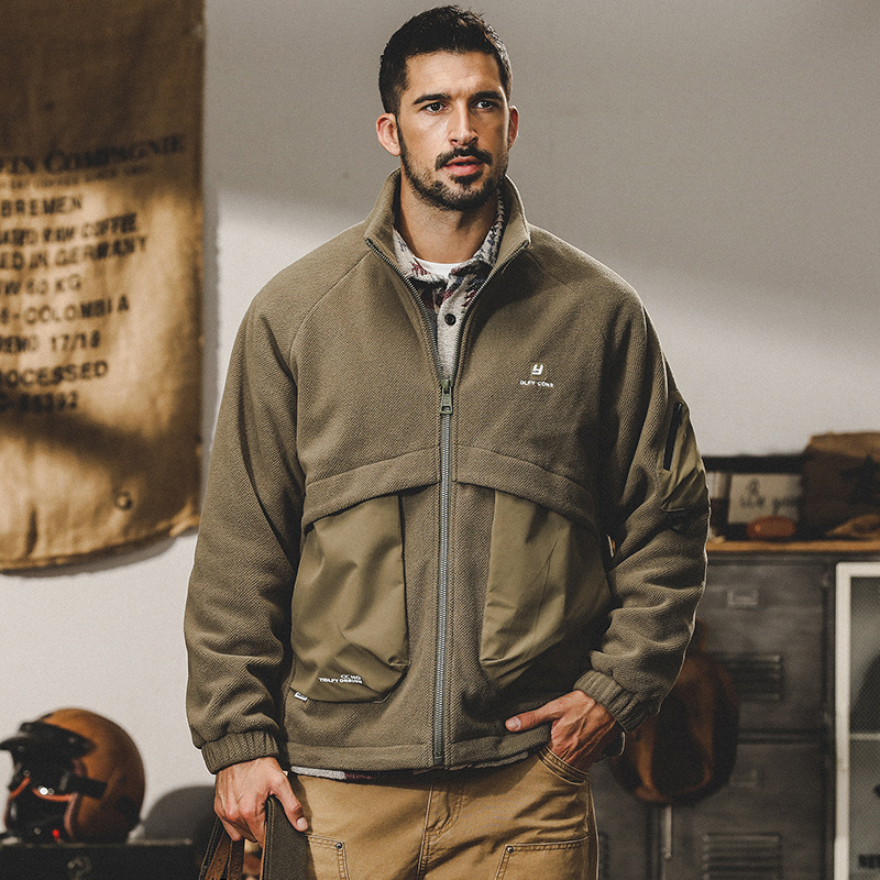 GrogeousBen  Men's Top Quality American heavy fleece jacket jacket for men winter