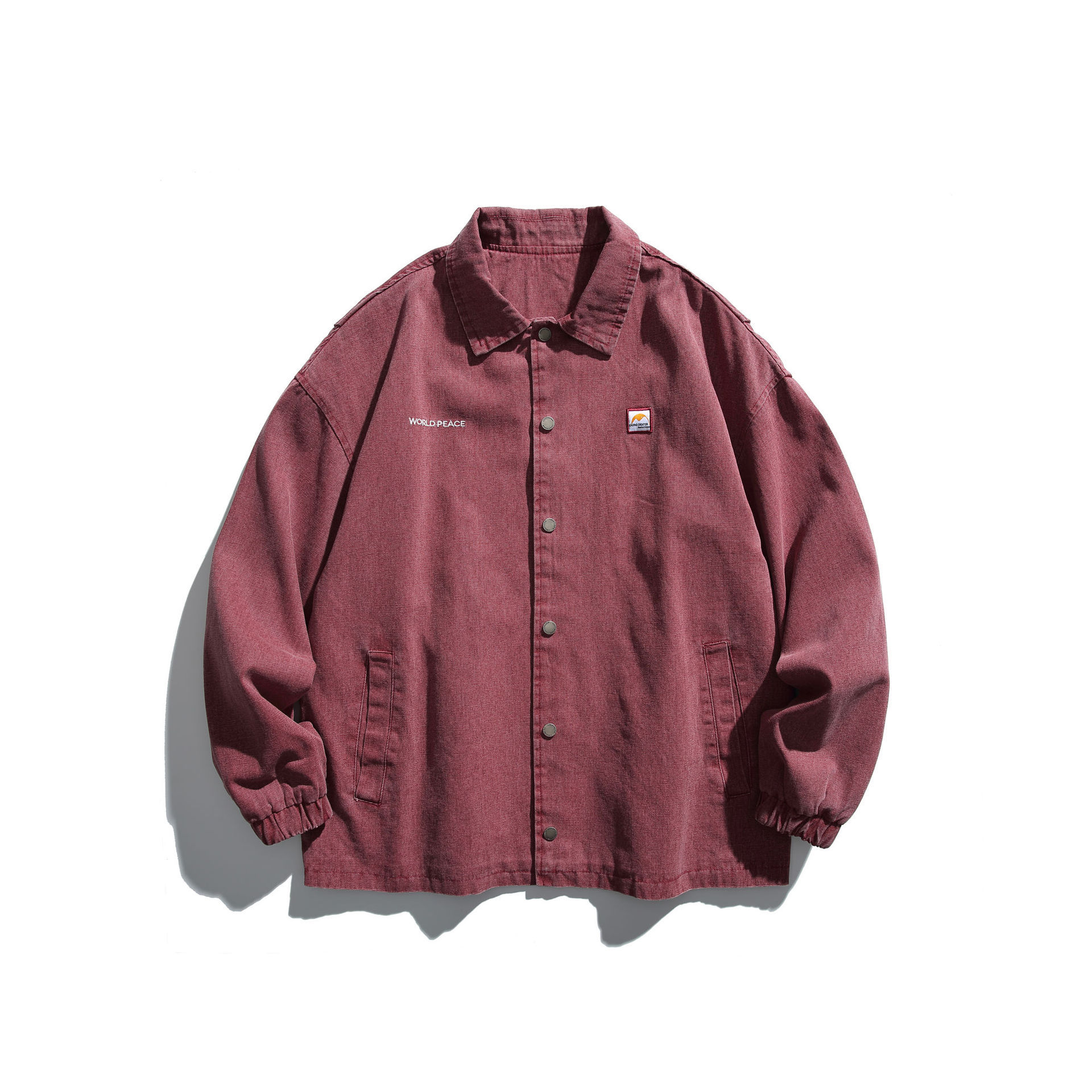 GorgeousBen   Unisex 2024 new  retro simple and concise patch long-sleeved shirt for men and women, trendy loose-fitting casual couple's work shirt.