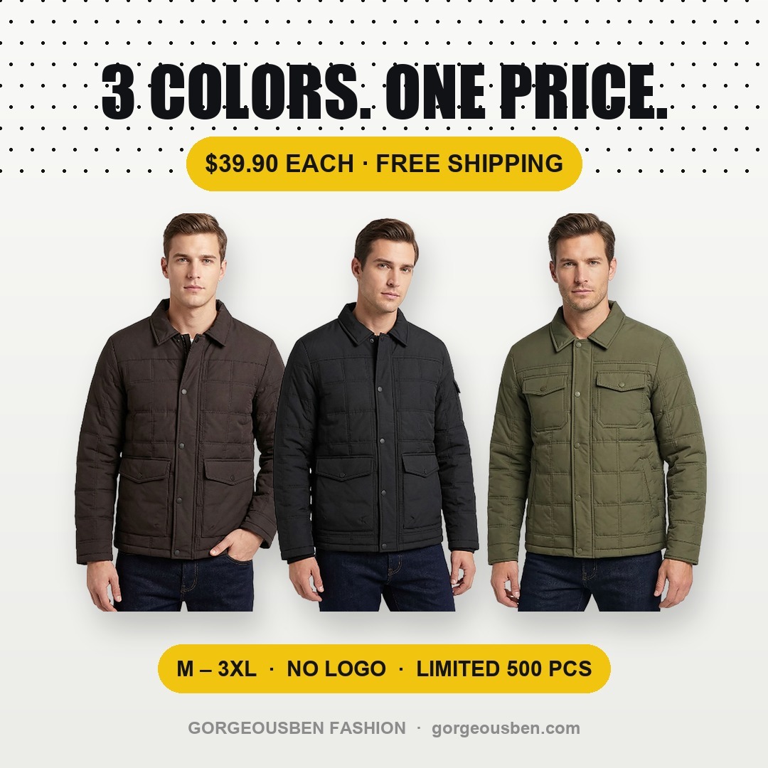 GBJ03 Men's Quilted Padded Jacket Celebrate GORGEOUSBEN FASHION's 5th Anniversary,Special price $39.90 with FREE worldwide shipping. First come, first served!