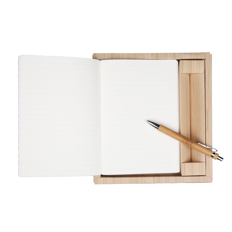 Bamboo cover notebook with pen set