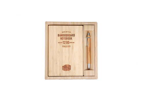 Bamboo cover notebook with pen set