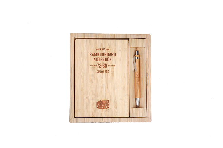 Bamboo cover notebook with pen set