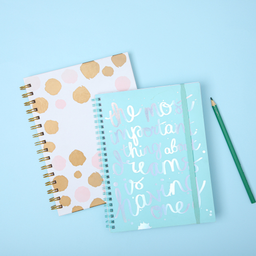 Artpaper printing hardcover spiral binding notebook