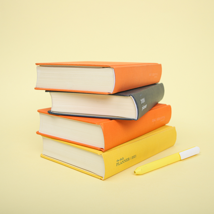 Special paper with grey board hardcover case bound planner