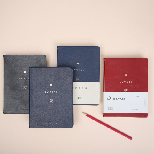 PU cover notebook with logo hotstamping on cover / edges foil printing