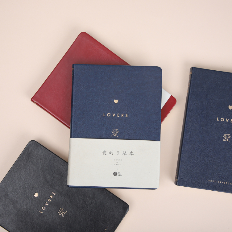 PU cover notebook with logo hotstamping on cover / edges foil printing