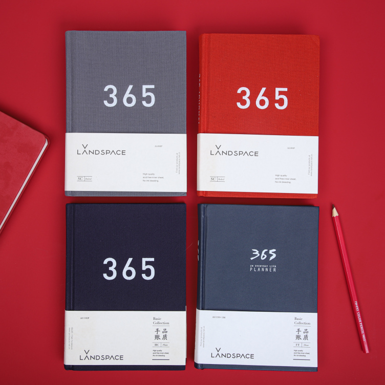 Fabric with grey board hardcover case bound planner