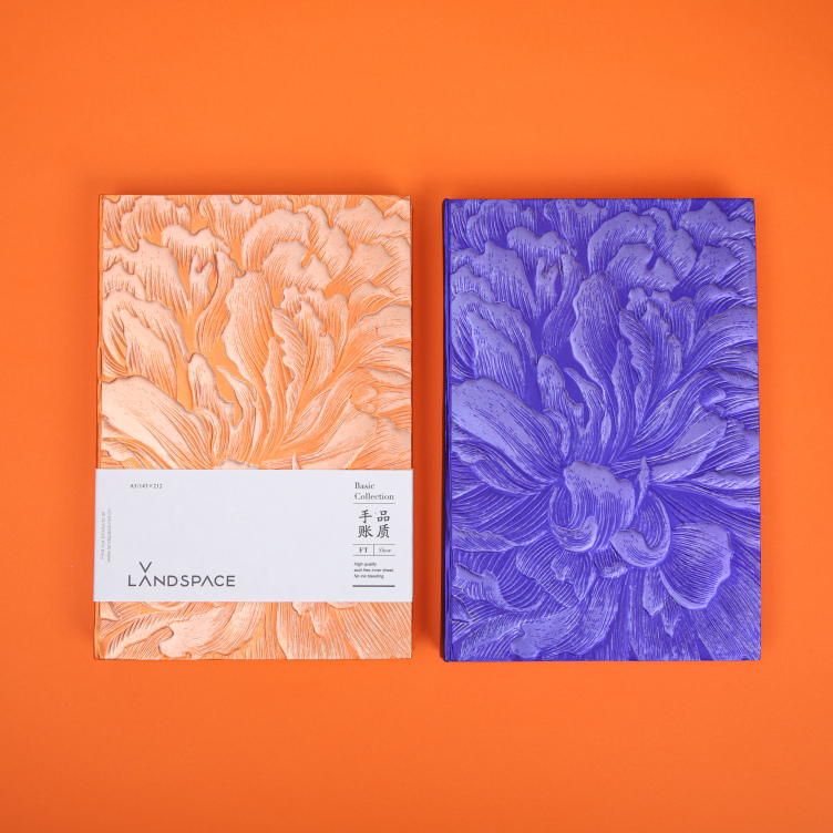Metallic embossed printing cover with edges printing notebook