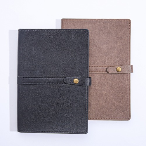 Outer PU leather folder with inside notebooks button closure