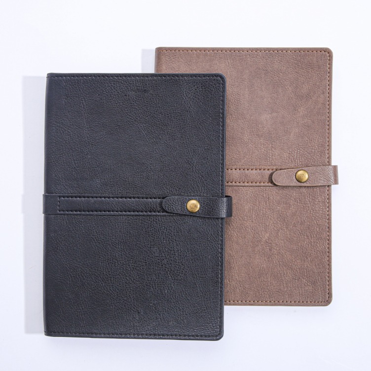 Outer PU leather folder with inside notebooks button closure