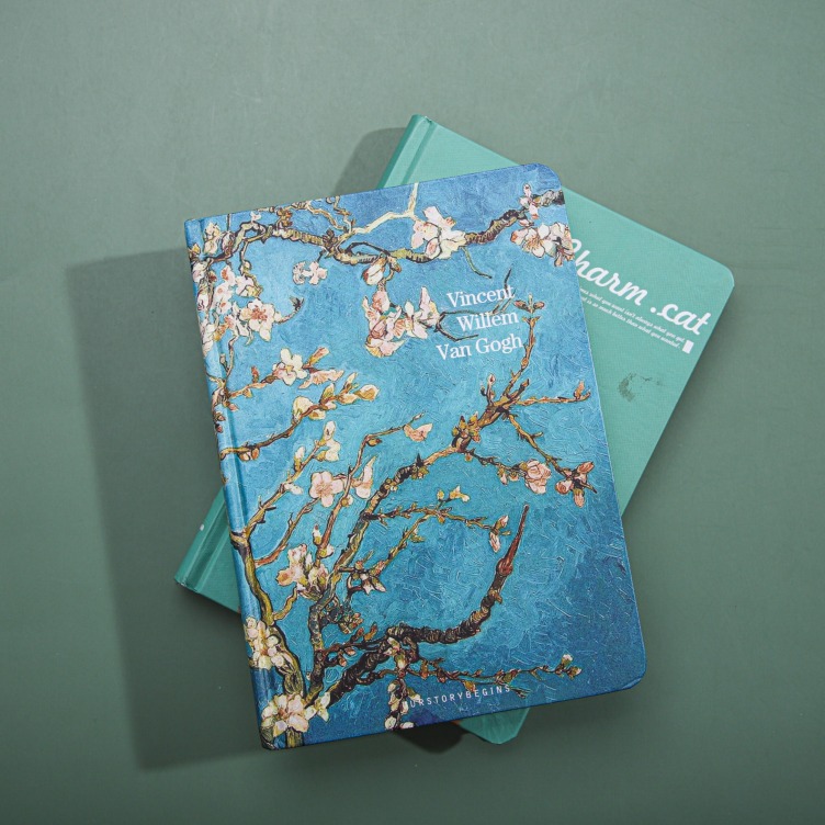 Printing on artpaper with grey board hard cover case bound notebooks