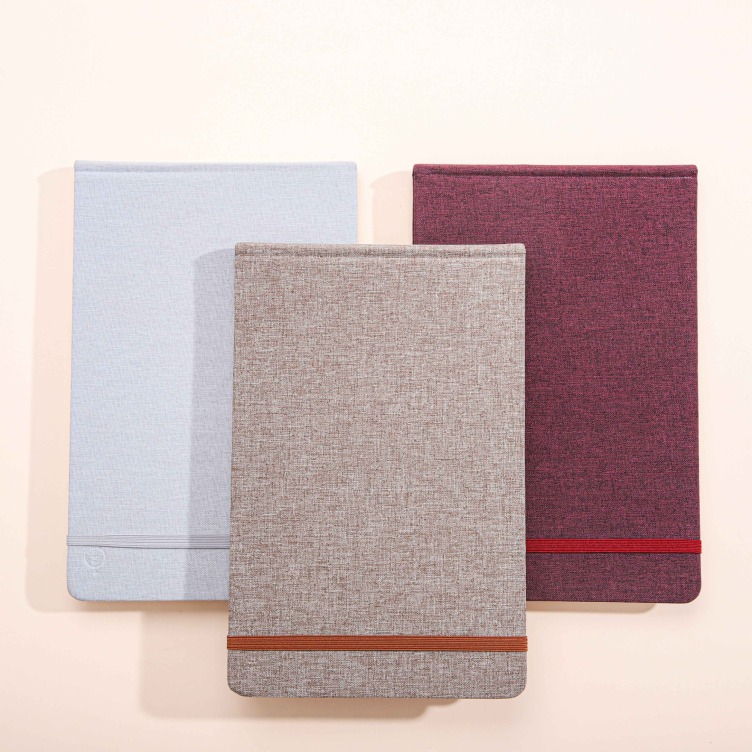Fabric hardcover case bound sketch book with elastic bind