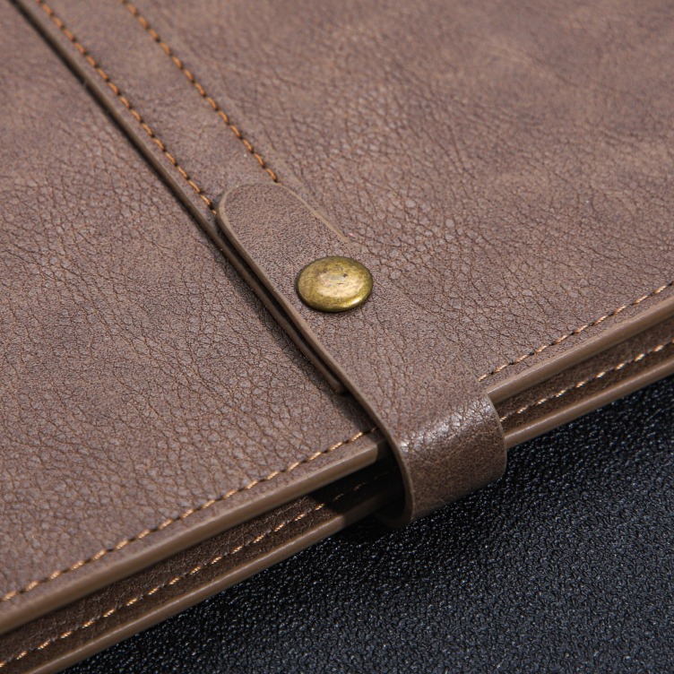 Outer PU leather folder with inside notebooks button closure
