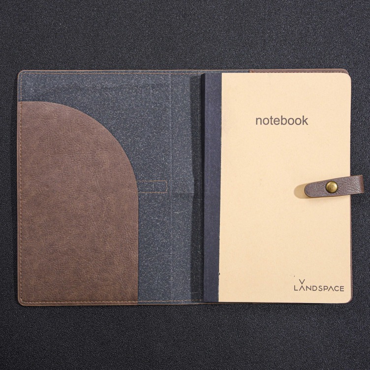Outer PU leather folder with inside notebooks button closure