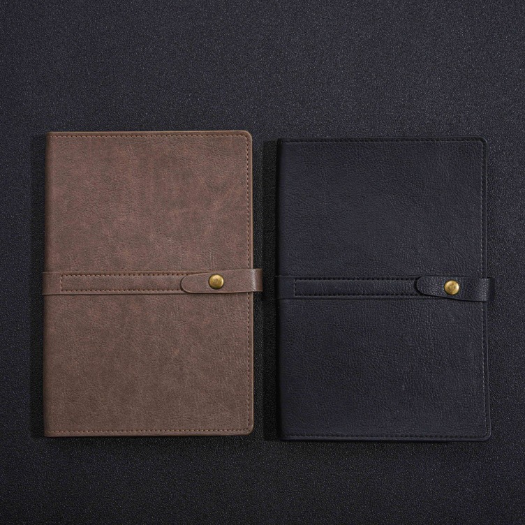 Outer PU leather folder with inside notebooks button closure