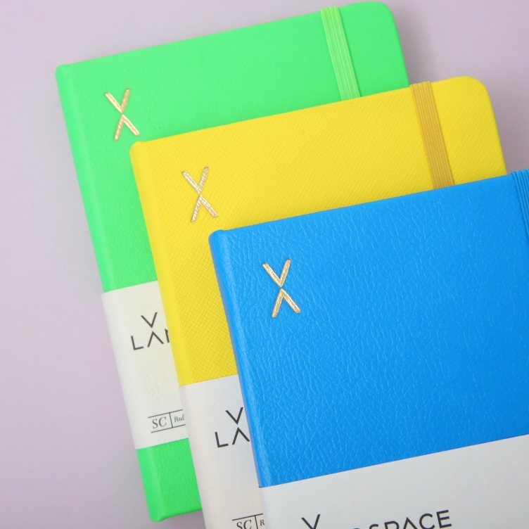 PU leather hot stamping logo cover notebook with edge printing
