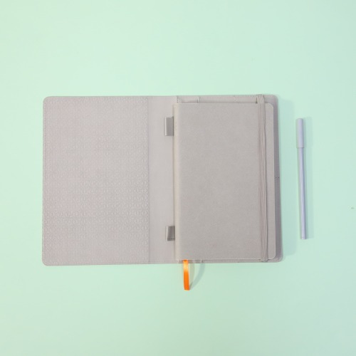 PU Leather cover planner with leather outer folder