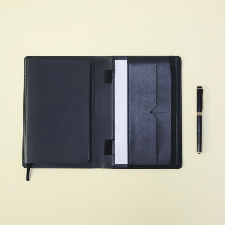 PU Leather cover notebook with leather outer folder
