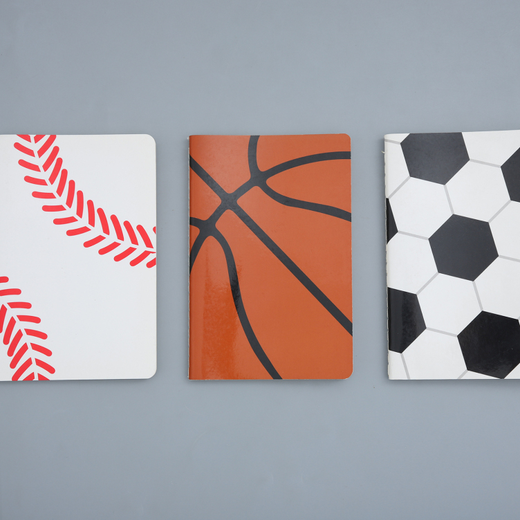 A6 White card printing with glossy lamination cover thread sewn binding notebook