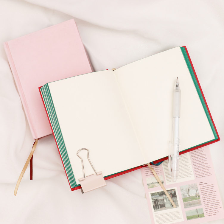 Embossed hard cover case bound notebook