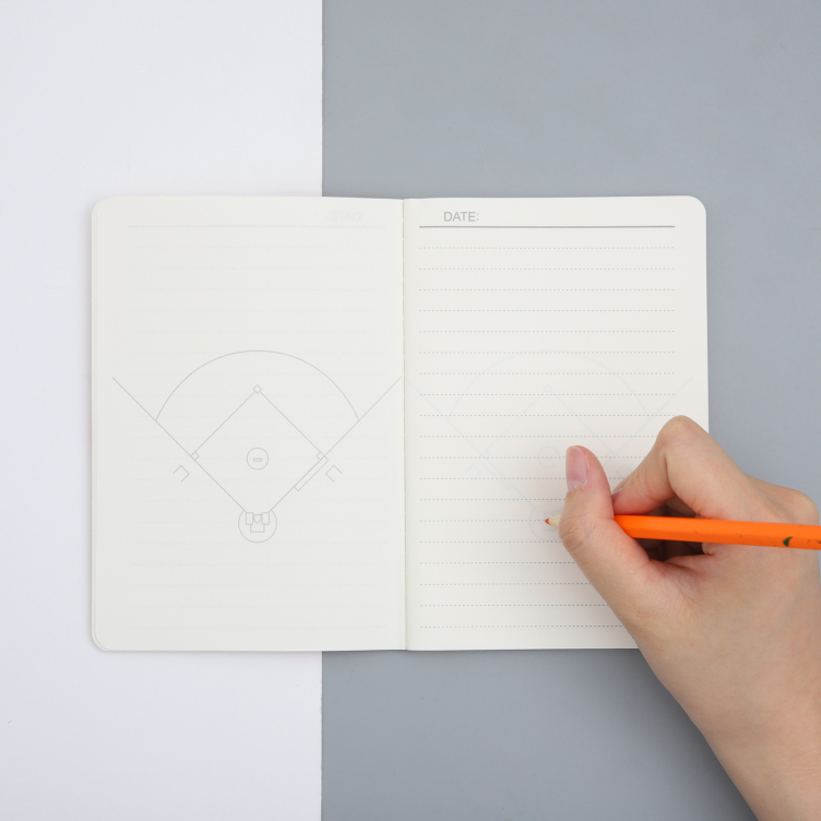 A6 White card printing with glossy lamination cover thread sewn binding notebook