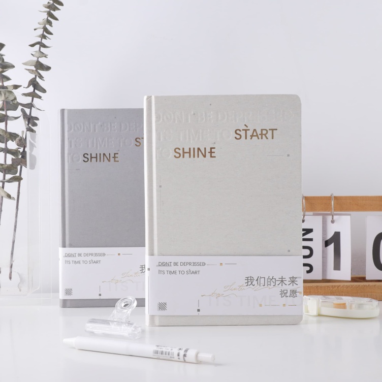 White kraft paper with foil printing hardcover notebook