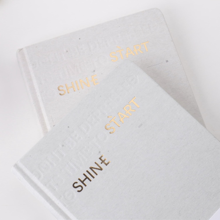 White kraft paper with foil printing hardcover notebook