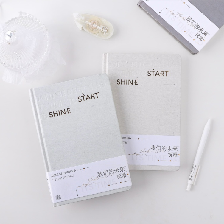 White kraft paper with foil printing hardcover notebook