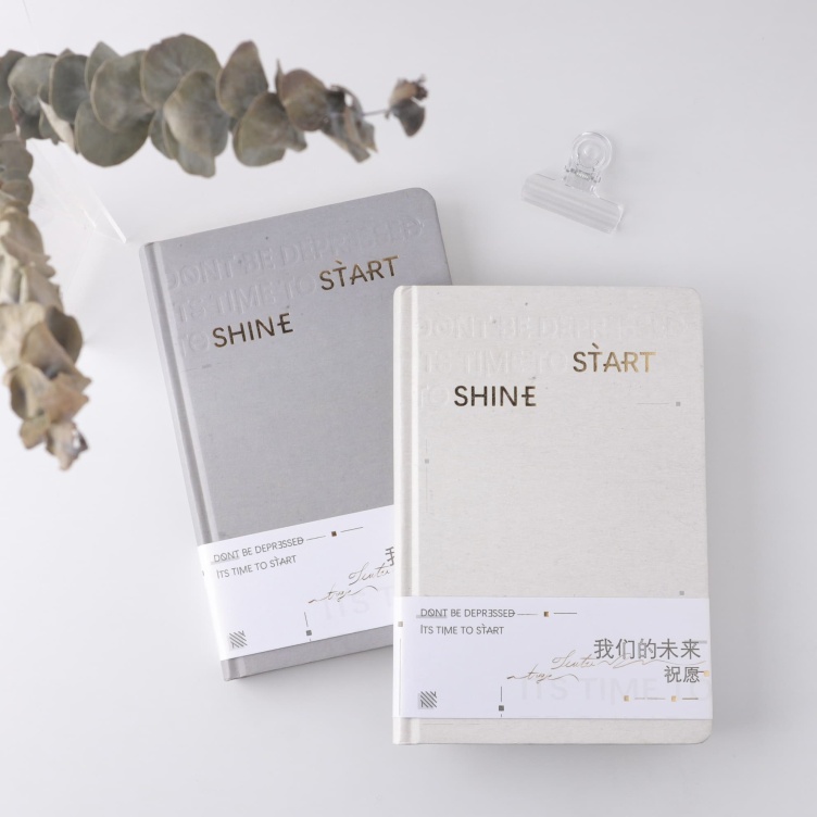 White kraft paper with foil printing hardcover notebook