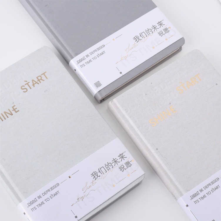 White kraft paper with foil printing hardcover notebook
