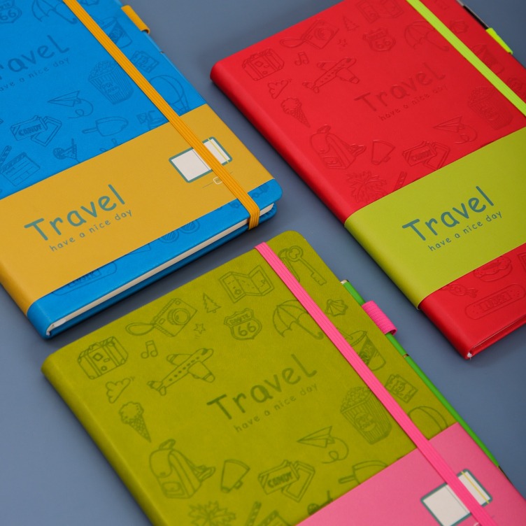 Debossed pattern PU notebooks with pen