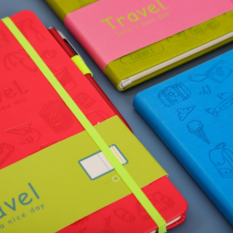 Debossed pattern PU notebooks with pen