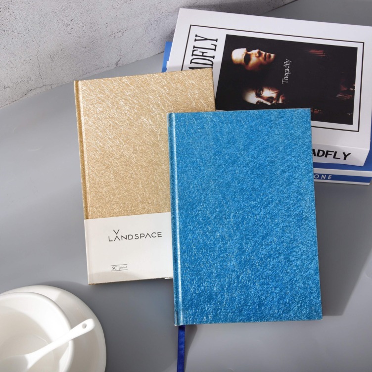 Hardcover casebound notebook with rainbow print on side edges