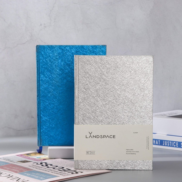 Hardcover casebound notebook with rainbow print on side edges