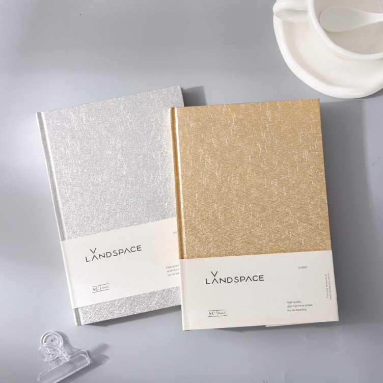 Hardcover casebound notebook with rainbow print on side edges