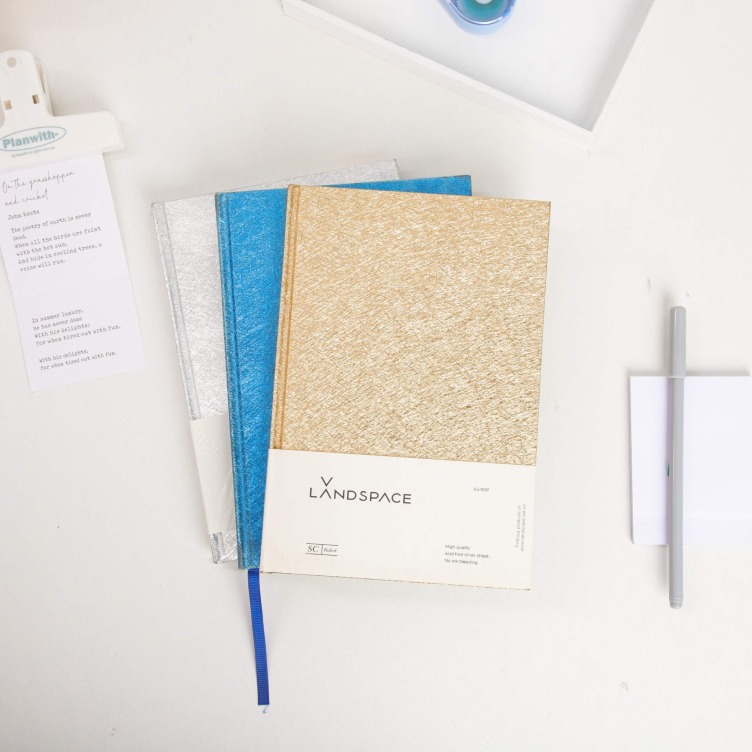 Hardcover casebound notebook with rainbow print on side edges