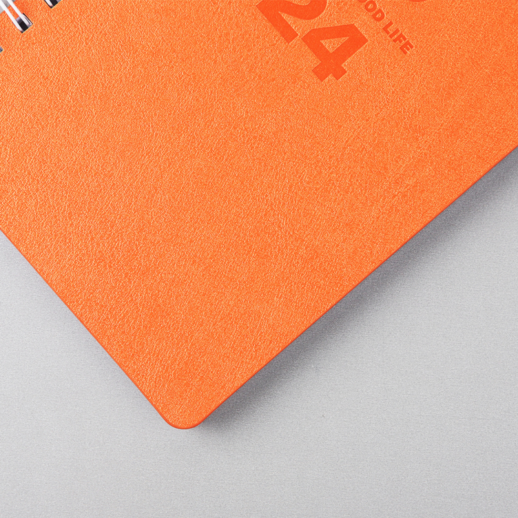 A5 PU Leather Hardcover Planner with blank embossed logo on Cover