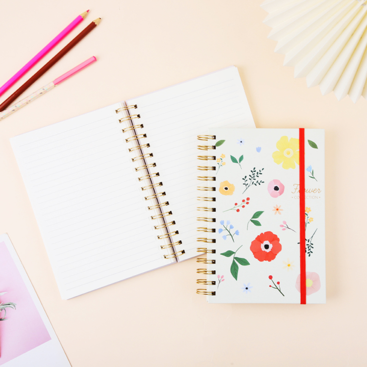 Artpaper printing hardcover spiral binding notebook