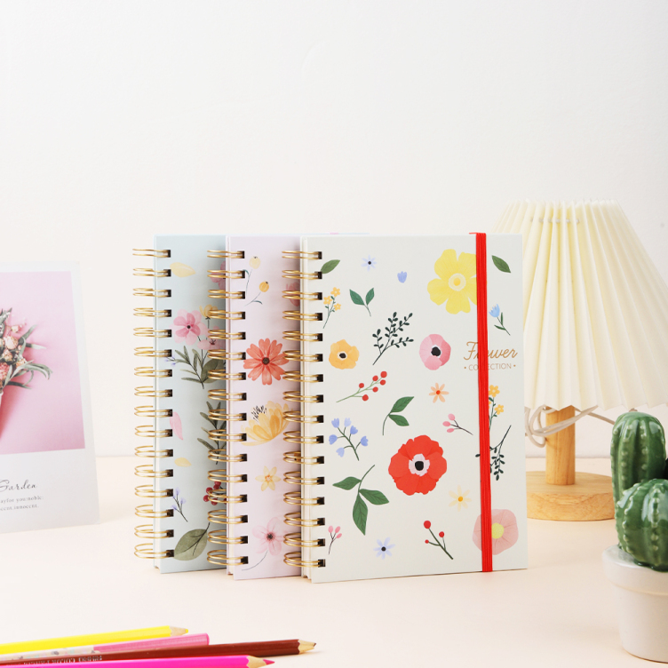 Artpaper printing hardcover spiral binding notebook