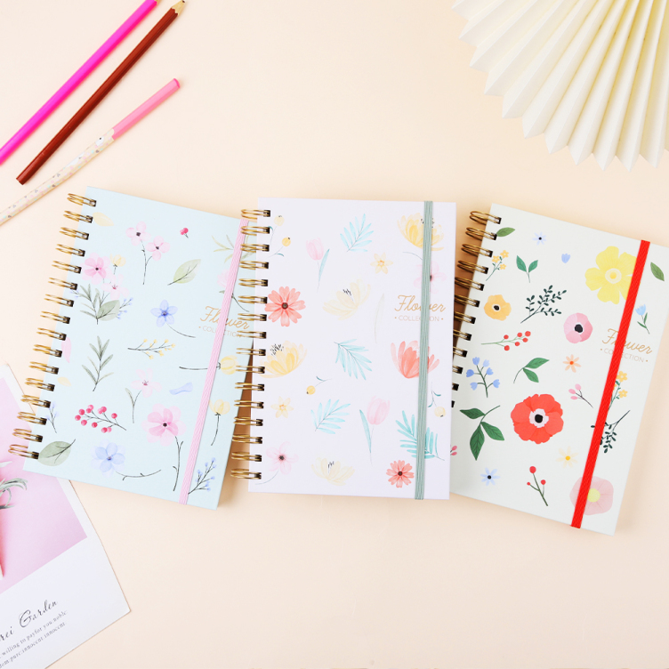 Artpaper printing hardcover spiral binding notebook